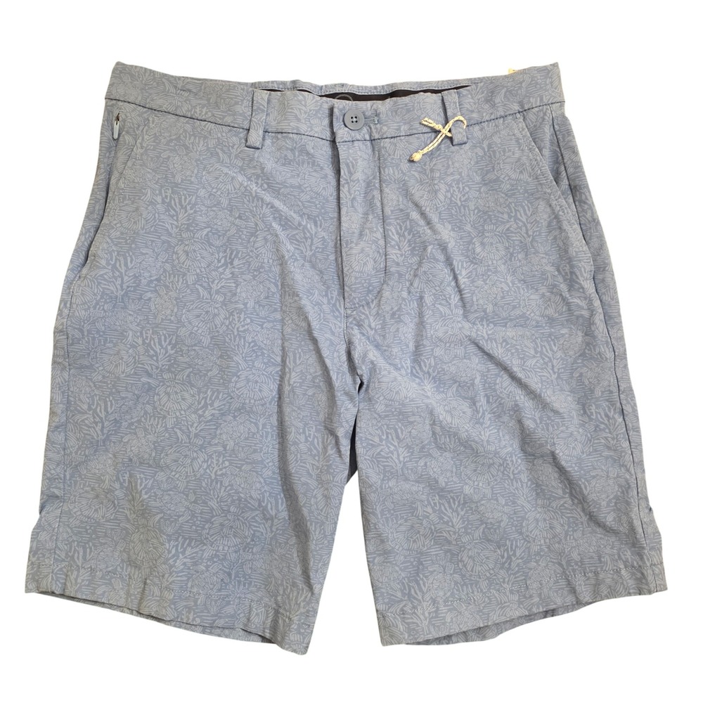 Vineyard Vines On The Go Shorts Mens 30 Blue Sea Turtle Coral Print Performance‎